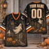 Picture of Personalized Vintage Halloween Mesh Jersey, Custom Name & Number Shirt, Haunted House Ghost Jersey, Spooky Pumpkin Halloween Gift Jersey