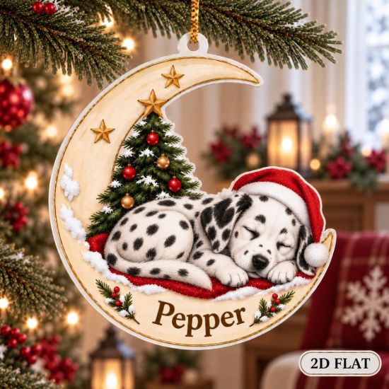 Picture of Personalized Dalmatian Christmas Ornament, Custom Dog Name Acrylic Ornament, Dalmatian Memorial Keepsake, Pet Lover Christmas Gift