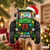 Picture of Personalized Tractor Christmas Ornament, Custom Farmer Name Acrylic Ornament, Green Farm Tractor Holiday Decor, Farmer Christmas Gift