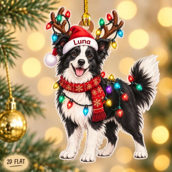 Picture of Personalized Border Collie Christmas Ornament, Custom Dog Name Ornament, Border Collie Lover Gift, Pet Christmas Keepsake, 2D Dog Flat Decor