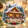 Picture of Personalized Family Cabin Christmas Ornament, Custom Family Name Ornament, Mountain Lodge Christmas Decor, Rustic Cabin Family Gift 2026