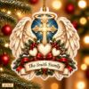 Picture of Personalized Angel Wings Christmas Ornament, Custom Family Name Cross Ornament, Christian Family Gift, 2D Flat Christmas Holiday Keepsake