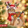 Picture of Personalized Lynx Christmas Ornament, Custom Name Bobcat Ornament, Reindeer Antler Wild Cat 2D Flat Acrylic Ornament, Animal Lover Gift
