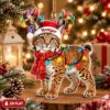 Picture of Personalized Lynx Christmas Ornament, Custom Name Bobcat Ornament, Reindeer Antler Wild Cat 2D Flat Acrylic Ornament, Animal Lover Gift