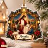Picture of Personalized Jesus Christmas Ornament, Custom Name Christian Ornament, Religious Christmas Gift, Faith Family Keepsake, 2D Flat Tree Decor