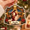 Picture of Personalized Jesus Christmas Ornament, Custom Name Christian Ornament, Religious Christmas Gift, Faith Family Keepsake, 2D Flat Tree Decor
