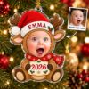 Picture of Personalized Baby Reindeer Photo Christmas Ornament, Custom Name & Year Reindeer Ornament, Baby First Christmas Gift, 2D Flat Keepsake 2026