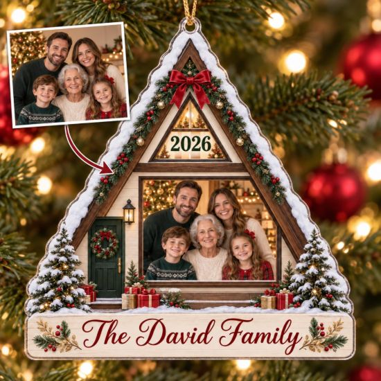 Picture of Personalized Family Christmas Ornament, Custom Photo House Ornament, Family Name Keepsake, Christmas Tree Gift, Holiday Memory 2026