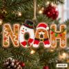 Picture of Personalized Name Christmas Ornament, Custom Gingerbread Name Ornament, Snowman Santa Xmas Decor, Kids Holiday Keepsake, 2D Flat Ornament