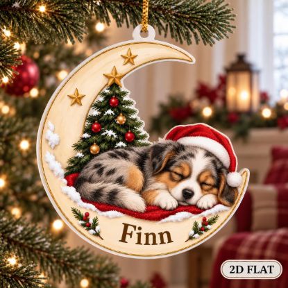 Picture of Personalized Australian Shepherd Christmas Ornament, Custom Dog Name Ornament, Aussie Lover Gift, Blue Merle Pet Christmas Keepsake 2026