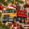 Picture of Personalized Dump Truck Christmas Ornament, Custom Name Construction Truck Ornament, Kids Xmas Gift, Truck Lover Keepsake, 2D Flat Decor