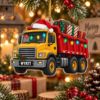 Picture of Personalized Dump Truck Christmas Ornament, Custom Name Construction Truck Ornament, Kids Xmas Gift, Truck Lover Keepsake, 2D Flat Decor