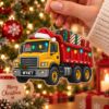 Picture of Personalized Dump Truck Christmas Ornament, Custom Name Construction Truck Ornament, Kids Xmas Gift, Truck Lover Keepsake, 2D Flat Decor
