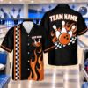 Picture of Personalized Bowling Shirt, Custom Team Name Flame Bowling Button Up, Racing Checkered Bowling Shirt, Bowler Team Gift Bowling Shirt