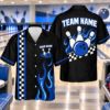 Picture of Personalized Bowling Shirt, Custom Team Name Flame Bowling Button Up, Racing Checkered Bowling Shirt, Bowler Team Gift Bowling Shirt