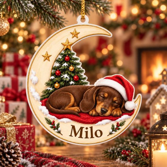 Picture of Personalized Dachshund Christmas Ornament, Custom Dog Name Ornament, Wiener Dog Lover Gift, Pet Keepsake, 2D Flat Christmas Tree Decor 2026