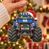 Picture of Personalized Monster Truck Christmas Ornament, Custom Name Truck Ornament, Kids Xmas Gift, Off Road Truck Lover Gift, 2D Flat Holiday Decor