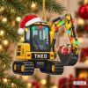Picture of Personalized Excavator Christmas Ornament, Custom Name Construction Ornament, Digger Truck Gift, Kids Xmas Keepsake, 2D Flat Christmas Decor