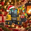 Picture of Personalized Excavator Christmas Ornament, Custom Name Construction Ornament, Digger Truck Gift, Kids Xmas Keepsake, 2D Flat Christmas Decor