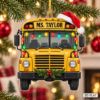Picture of Personalized School Bus Christmas Ornament, Custom Teacher Name Ornament, Bus Driver Gift, Teacher Xmas Keepsake, 2D Flat Holiday Decor