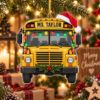 Picture of Personalized School Bus Christmas Ornament, Custom Teacher Name Ornament, Bus Driver Gift, Teacher Xmas Keepsake, 2D Flat Holiday Decor