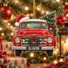 Picture of Personalized Christmas Truck Ornament, Custom Name Vintage Pickup Ornament, Red Truck Xmas Decor, 2D Flat Christmas Holiday Keepsake Gift