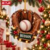 Picture of Personalized Baseball Christmas Ornament, Custom Name Baseball Glove Ornament, Baseball Player Gift, Sports Christmas Tree Decor 2026