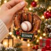 Picture of Personalized Baseball Christmas Ornament, Custom Name Baseball Glove Ornament, Baseball Player Gift, Sports Christmas Tree Decor 2026