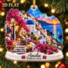 Picture of Personalized Greece Christmas Ornament, Santorini Travel Ornament, Custom Name Greece 2026 Keepsake, Greek Vacation Gift, 2D Flat Ornament