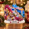 Picture of Personalized Greece Christmas Ornament, Santorini Travel Ornament, Custom Name Greece 2026 Keepsake, Greek Vacation Gift, 2D Flat Ornament