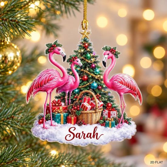 Picture of Personalized Flamingo Christmas Ornament, Custom Name Pink Flamingo Ornament, Flamingo Lover Gift, Tropical Christmas 2D Flat Keepsake 2026