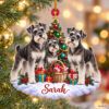 Picture of Personalized Schnauzer Christmas Ornament, Custom Name Dog Ornament, Miniature Schnauzer Gift, Dog Lover Christmas Decor, 2D Flat Ornament