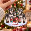 Picture of Personalized Schnauzer Christmas Ornament, Custom Name Dog Ornament, Miniature Schnauzer Gift, Dog Lover Christmas Decor, 2D Flat Ornament