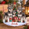 Picture of Personalized Schnauzer Christmas Ornament, Custom Name Dog Ornament, Miniature Schnauzer Gift, Dog Lover Christmas Decor, 2D Flat Ornament