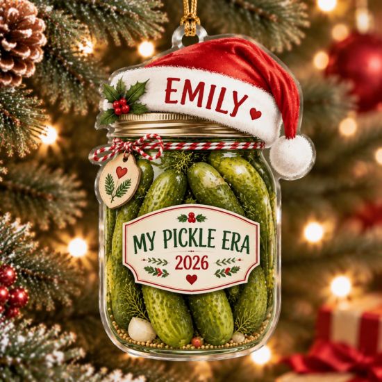 Picture of Personalized Pickle Christmas Ornament, Custom Pickle Lover Gift, Funny Food Christmas Ornament, Pickle Jar Tree Decoration, Keepsake 2026