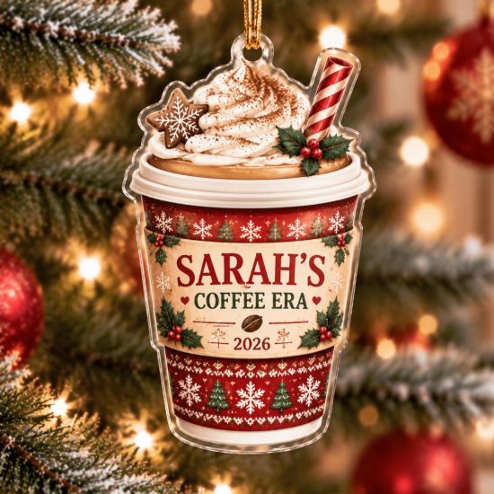 Picture of Personalized Coffee Christmas Ornament, Custom Coffee Lover Gift, Coffee Cup Christmas Ornament, Cozy Drink Holiday Decor, Keepsake 2026