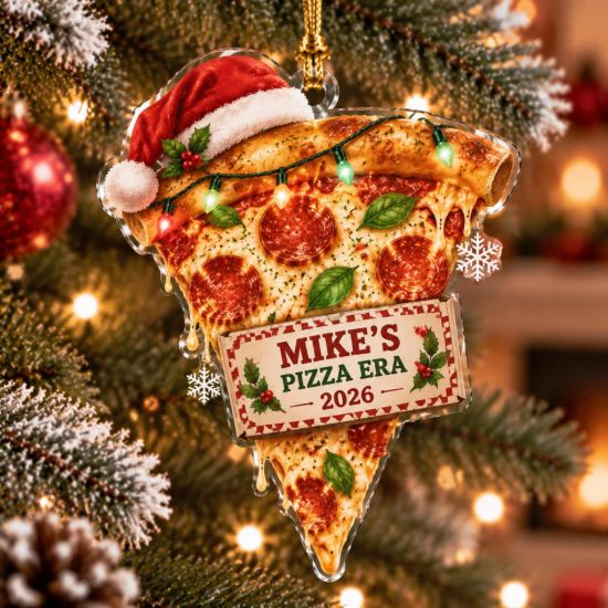 Picture of Personalized Pizza Christmas Ornament, Custom Pizza Lover Gift, Funny Food Christmas Ornament, Pizza Slice Tree Decoration, Keepsake 2026