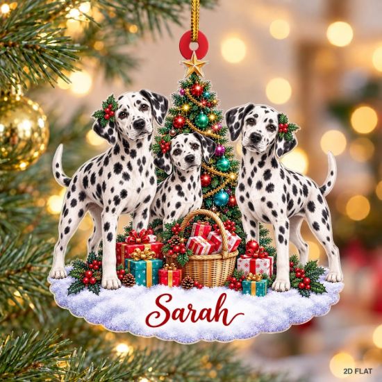 Picture of Personalized Dalmatian Christmas Ornament, Custom Name Dog Ornament, Dalmatian Lover Gift, Dog Mom Christmas Gift, 2D Flat Decor Ornament