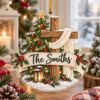 Picture of Personalized Christian Cross Christmas Ornament, Custom Family Name Ornament, Religious Faith Gift, Christmas Cross Decor, 2D Flat Keepsake