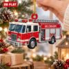 Picture of Personalized Fire Truck Christmas Ornament, Custom Name Firefighter Gift, Fire Engine Ornament, Fireman Christmas Keepsake 2D Flat Ornament
