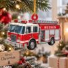 Picture of Personalized Fire Truck Christmas Ornament, Custom Name Firefighter Gift, Fire Engine Ornament, Fireman Christmas Keepsake 2D Flat Ornament