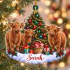 Picture of Personalized Highland Cow Christmas Ornament, Custom Name Cow Ornament, Highland Cattle Gift, Farmhouse Christmas Decor, 2D Flat Ornament