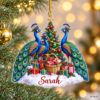 Picture of Personalized Peacock Christmas Ornament, Custom Name Peacock Gift, Bird Lover Ornament, Colorful Holiday Keepsake, 2D Flat Christmas Decor