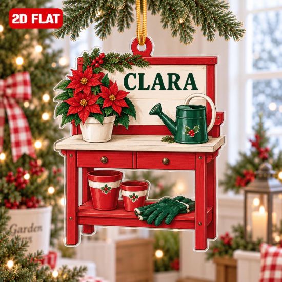 Picture of Personalized Gardener Christmas Ornament, Custom Name Potting Bench Ornament, Garden Lover Gift, Plant Mom Gift, 2D Flat Holiday Decor 2026