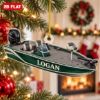 Picture of Personalized Fishing Boat Christmas Ornament, Custom Name Bass Boat Gift, Fisherman Ornament, Lake Lover Gift, 2D Flat Holiday Decor 2026