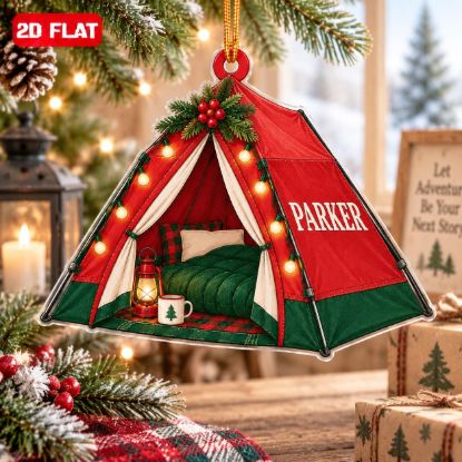 Picture of Personalized Camping Tent Christmas Ornament, Custom Name Camper Gift, Outdoor Lover Ornament, Family Camping Keepsake, 2D Flat Decor 2026
