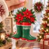 Picture of Personalized Poinsettia Christmas Ornament, Custom Name Rain Boots Ornament, Gardener Gift, Flower Lover Christmas Gift, 2D Flat Decor 2026