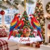 Picture of Personalized Macaw Christmas Ornament, Custom Name Parrot Ornament, Scarlet Macaw Gift, Bird Lover Christmas Keepsake, 2D Flat Xmas Decor