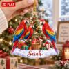 Picture of Personalized Macaw Christmas Ornament, Custom Name Parrot Ornament, Scarlet Macaw Gift, Bird Lover Christmas Keepsake, 2D Flat Xmas Decor