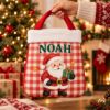 Picture of Personalized Christmas Reticule Bag, Custom Name Kids Christmas Gift Bag, Cute Santa Reindeer Snowman Penguin Treat Bag, Holiday Candy Bag